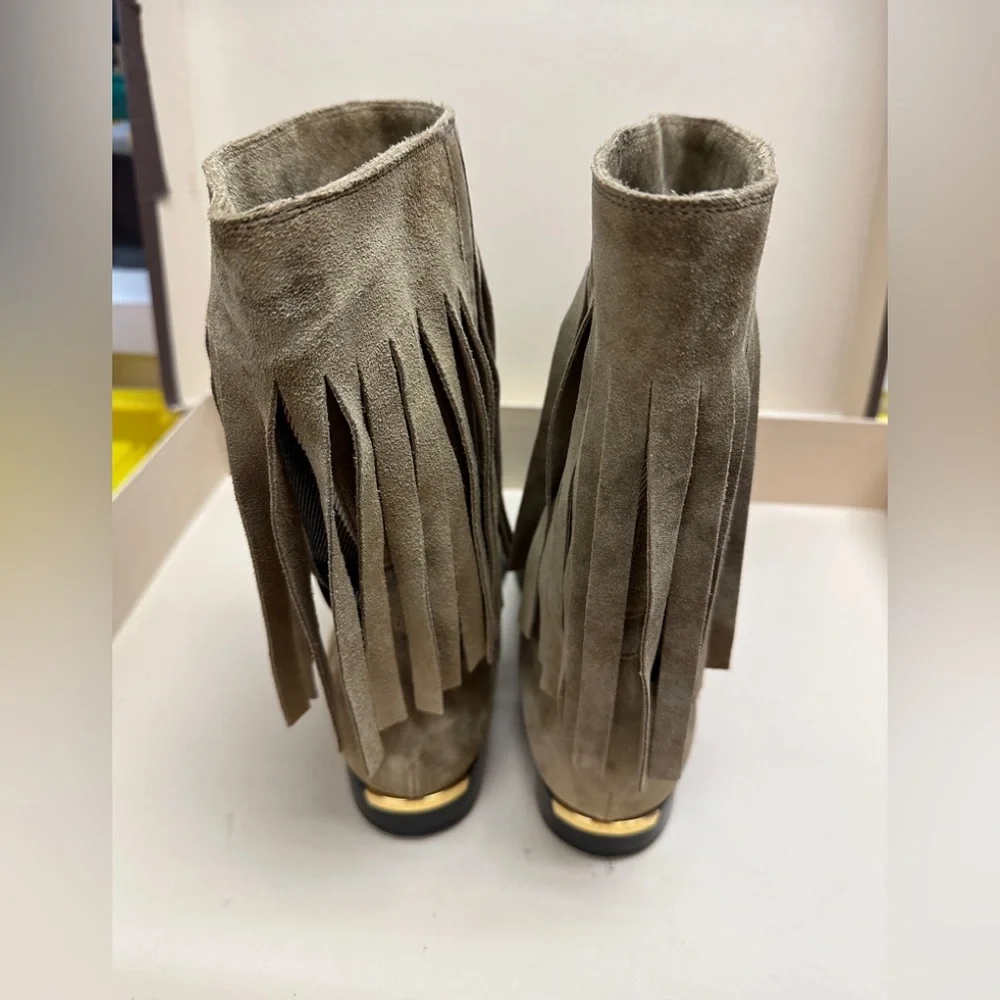 Exploded Check Pattern Suede Boots - Picture 3 of 8